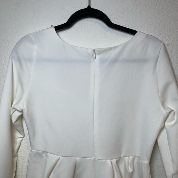 NWOT White Pearl Detailed Long Sleeve Fit and Flare Mini Dress Size L - Picture 7 of 10